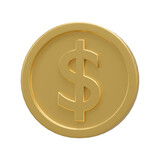 3D dollar coin in different shape isolated on transparent background - PNG format.