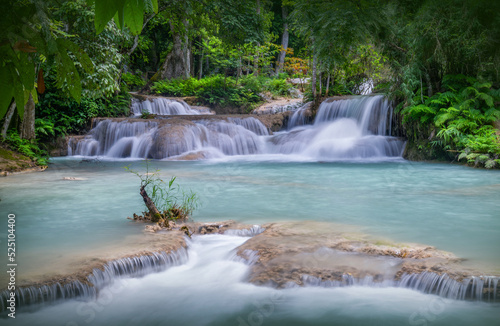 Kuang Si waterfall the most popular tourist attractions Lungprabang  Laos.