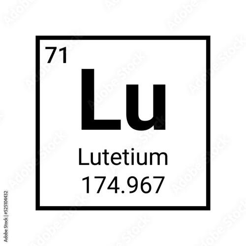 Lutetium periodic table element chemistry symbol. Lutetium chemical science atom sign icon.