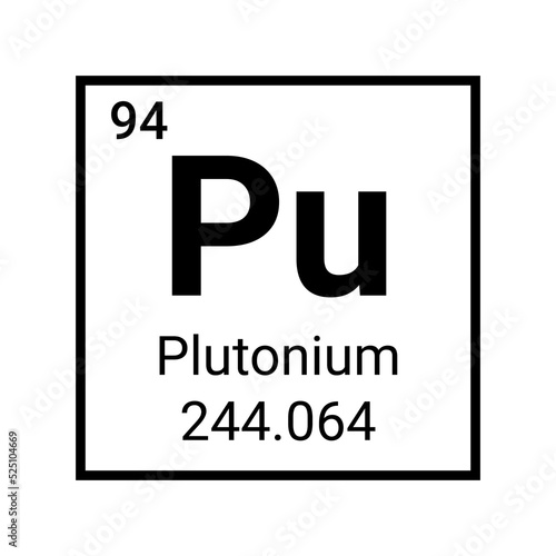 Plutonium chemical element symbol icon. Atom plutonium sign periodic table.