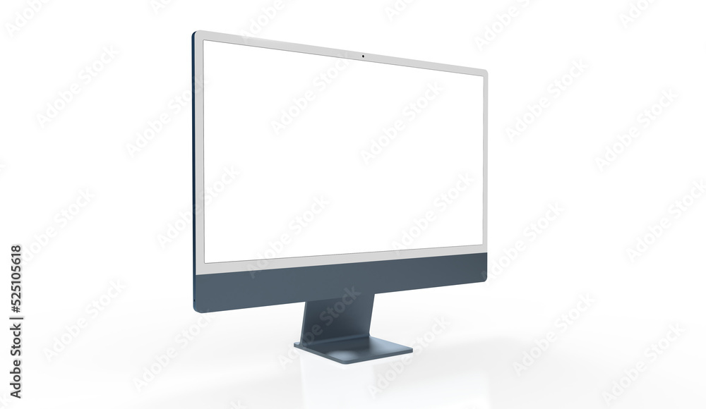 Computer display with blank white screen 3d. Computer display with blank white screen 3d.