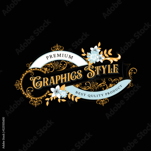 Vintage frame logo. Antique label. Suitable for a tattoo studio, barber shop, brewing, salon, shop, signage