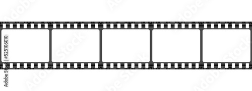 3d realistic vector icon. Film tape strip with white square. Isolated on white. Cinema concept. 