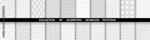 Geometric set of seamless gray and white patterns. Simpless vector graphics. photo