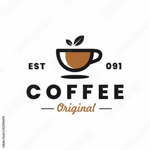 simple coffee cup logo design illustration, cafe logo, coffee shop logo, cup logo, mug logo