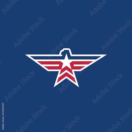 American symbol eagle with star with flag modern logo design vector.
