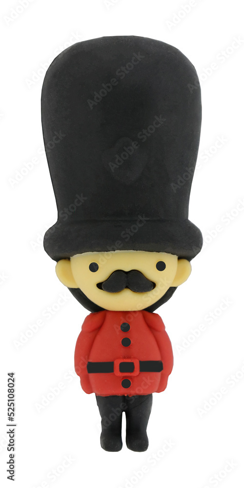 Naklejka premium Cutout of an isolated cute British guard shape eraser with the transparent png background