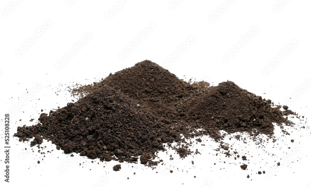 Pile dirt, soil isolated on white background Pile dirt, soil isolated on white background
