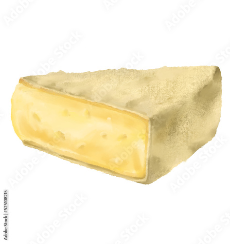 Brie cheese butter slice watercolor illustration dairy product