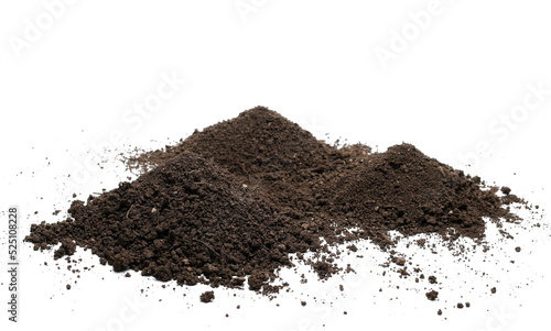 Pile dirt, soil isolated on white background