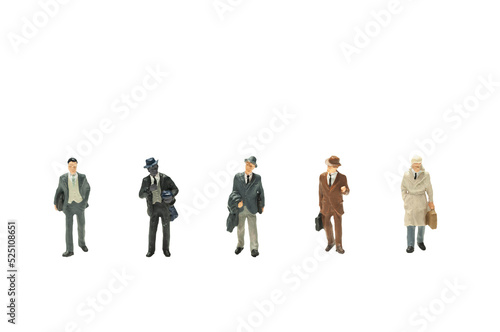 Group of diversity business people standing with distancing isolated on white with clipping path.