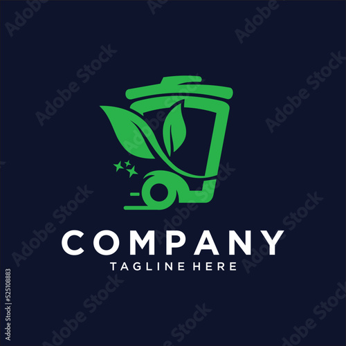 Leaf and Trash Bins Logo Design