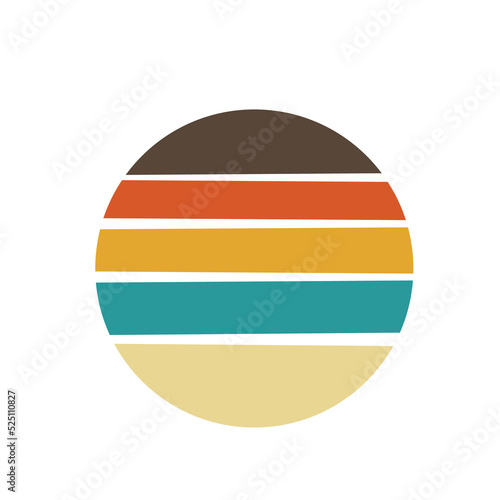 Retro sunset vector design. Vintage summer seaside sunset Isolated on white background.