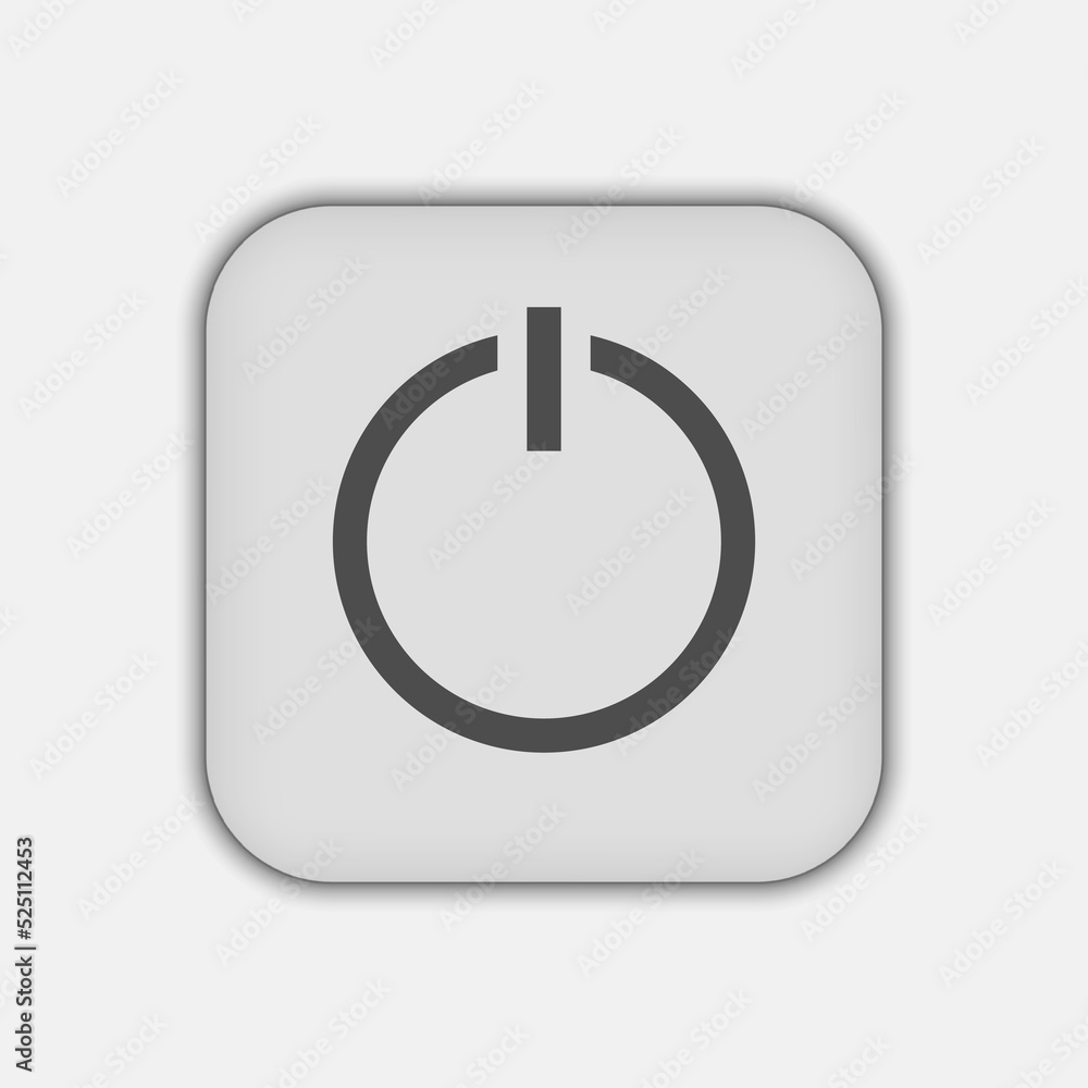 Grey power button icon. Vector illustration. Grey power button icon. Vector illustration.