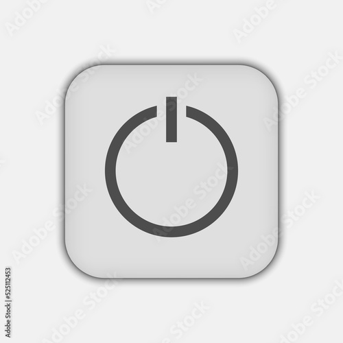 Grey power button icon. Vector illustration.