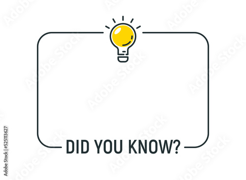Did you know bulb icon trivia fun vector question interesting knowledge ask. Did you know advice design lightbulb.