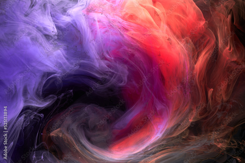 Blue red colorful smoke abstract background, acrylic paint underwater explosion Blue red colorful smoke abstract background, acrylic paint underwater explosion