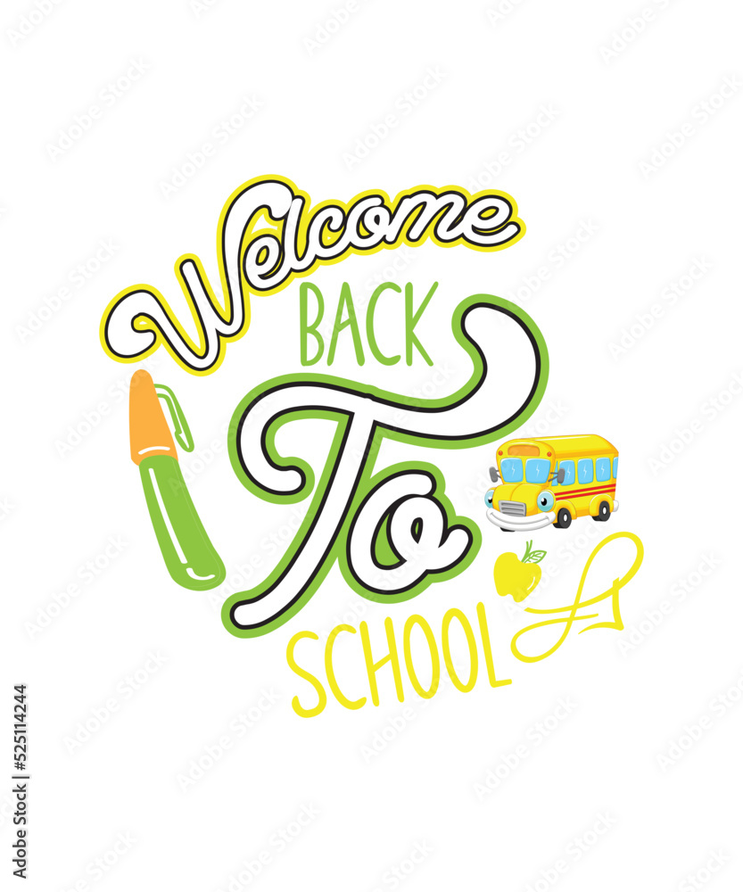 Naklejka premium Back To School SVG, Retro Back To School SVG, Back To School kids svg, First Day Of School,Hello Back To School SVG, Fifth Grade SVG, Back To School 5th Grade Svg, Png, Dxf, Eps, Cricut, Silhouette, S