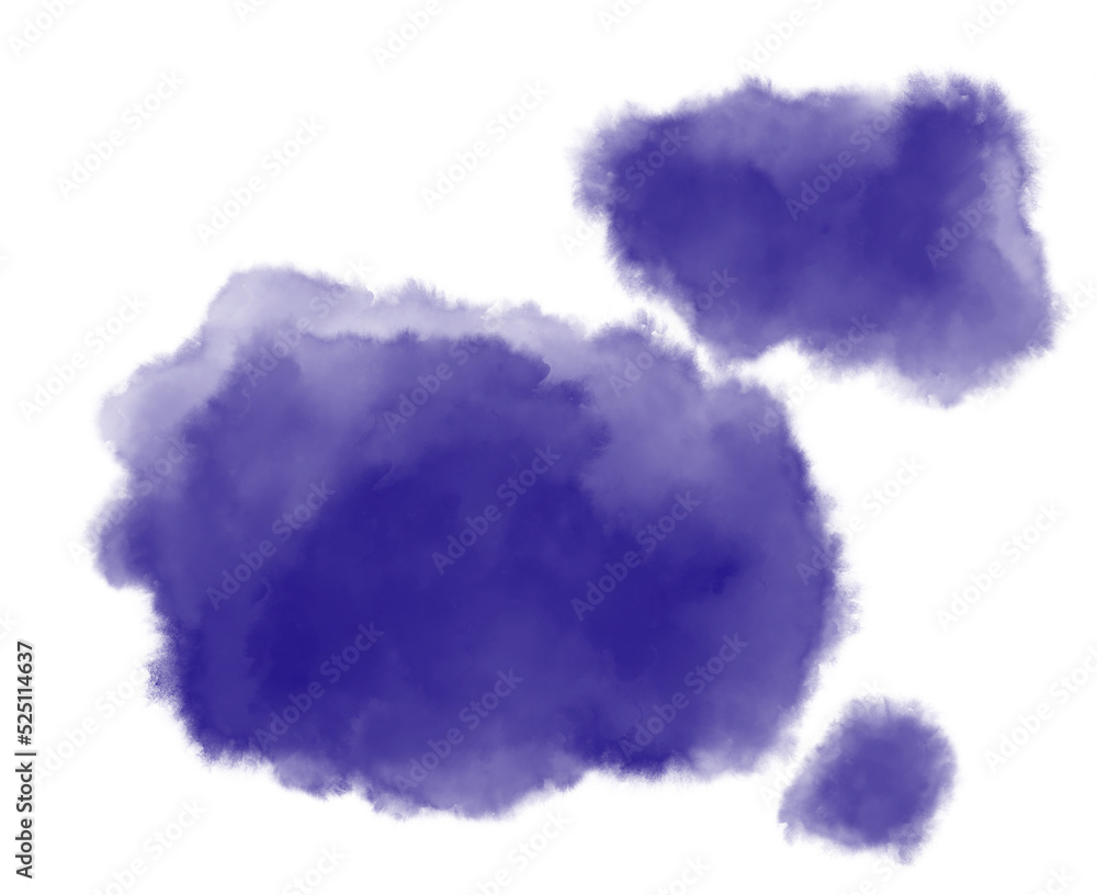 Colorful purple watercolor blobs drops brush hand painting illustration