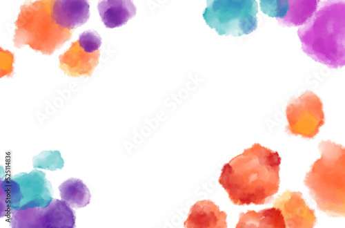 Colorful rainbow watercolor blobs banner brush hand painting illustration