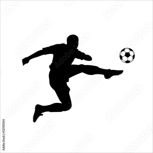 Football Soccer player silhouette with ball. High quality isolated Logo. Sport player shooting on white background. Vector illustration № 6.