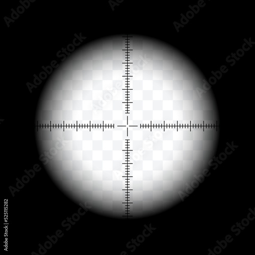 A realistic illustration of a sight through the scope of a desharpening rifle. Crosshair with transparent background, vector