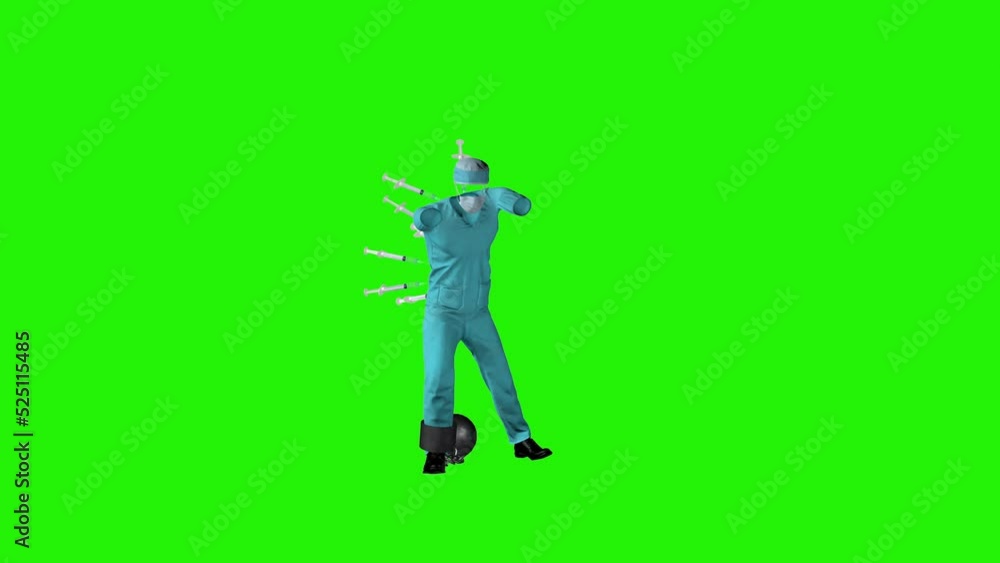 Hollow doctor being forced to accept unfair policies of a health system, front loop, Green Screen Chromakey Hollow doctor being forced to accept unfair policies of a health system, front loop, Green Screen Chromakey