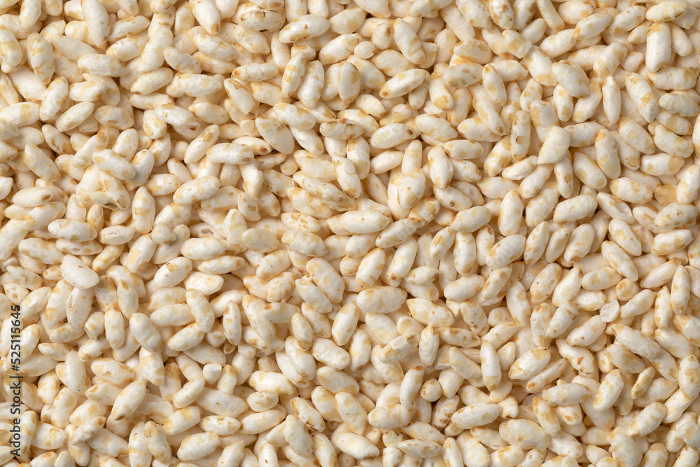 Healthy puffed rice close up full frame as background