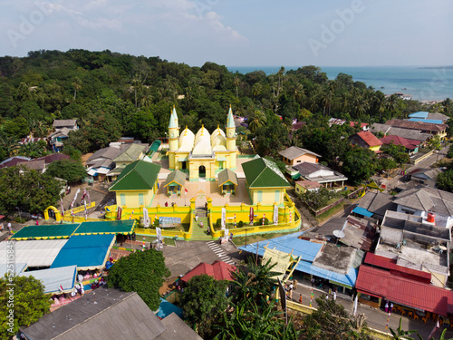 A view of Sultan Mosque in Penyengat island, Tanjung Pinang, Bintan island, Indonesia. photo