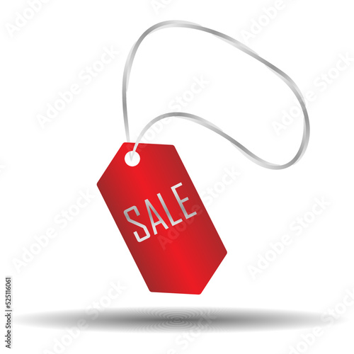 Empty oval or dogs badge hanging on paper chain. Vector romb sale object isolated on white background. 