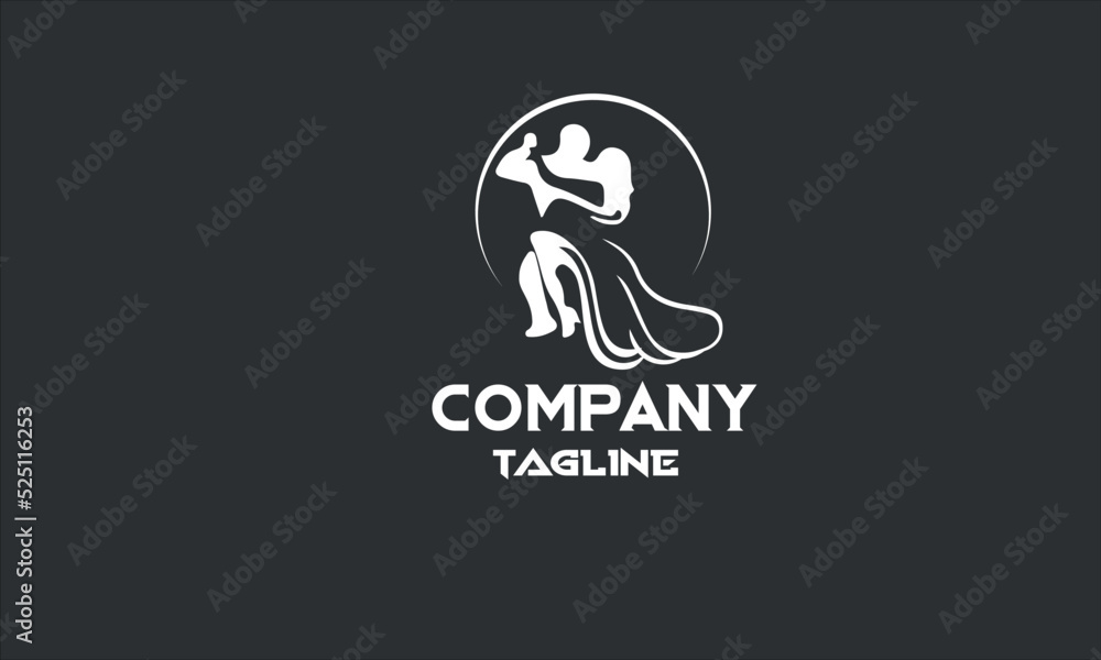 minimal dancing couple logo template