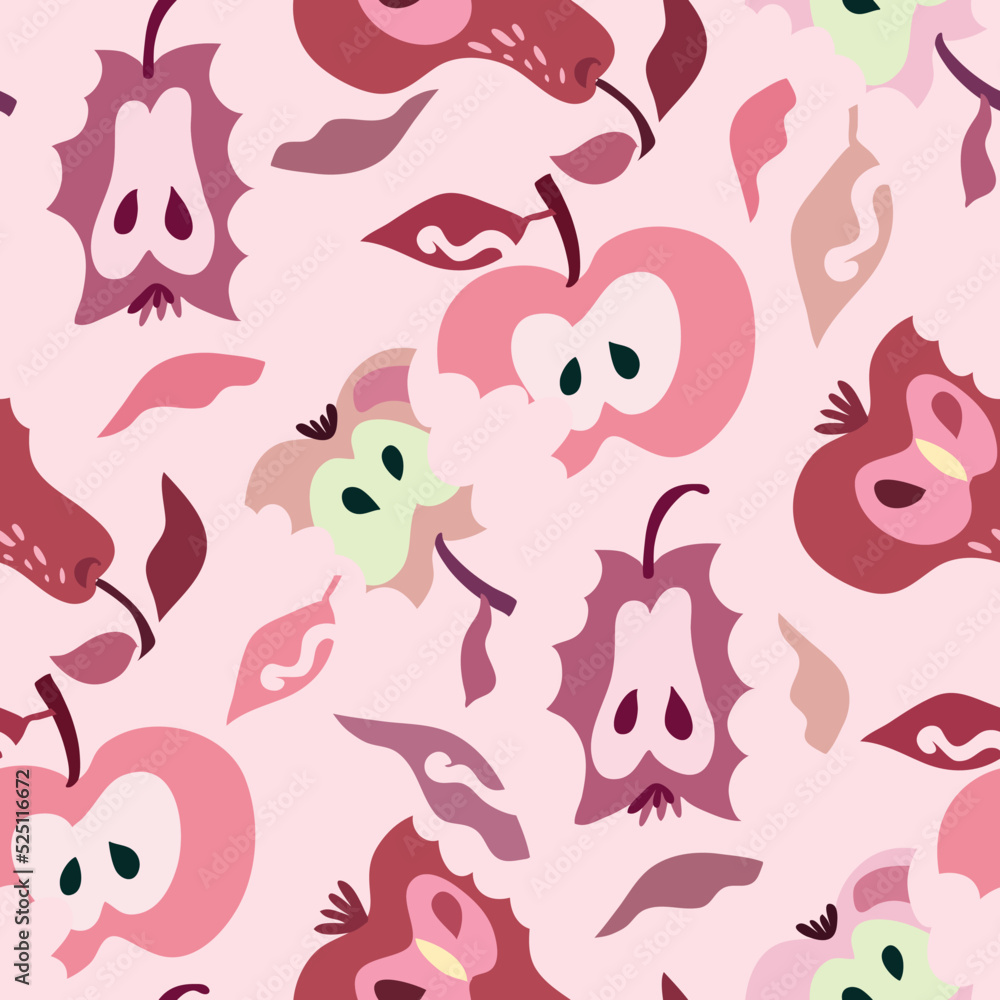 Beautiful seamless pattern with pear, apple for modern trendy summer design Creative scandinavian texture for textile, paper, interior decor, wrapping, wallpaper, packaging. Vector illustration Beautiful seamless pattern with pear, apple for modern trendy summer design Creative scandinavian texture for textile, paper, interior decor, wrapping, wallpaper, packaging. Vector illustration