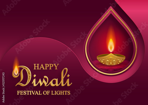 Happy Diwali vector illustration. Festive Diwali and Deepawali card. The Indian festival of lights