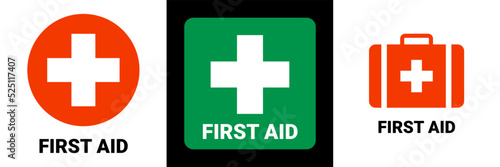 First aid icon symbol. Vector cross safety medic treatment ambulance first aid help
