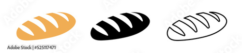 Vector french bread illustration baguette logo. Food bread flat hot icon