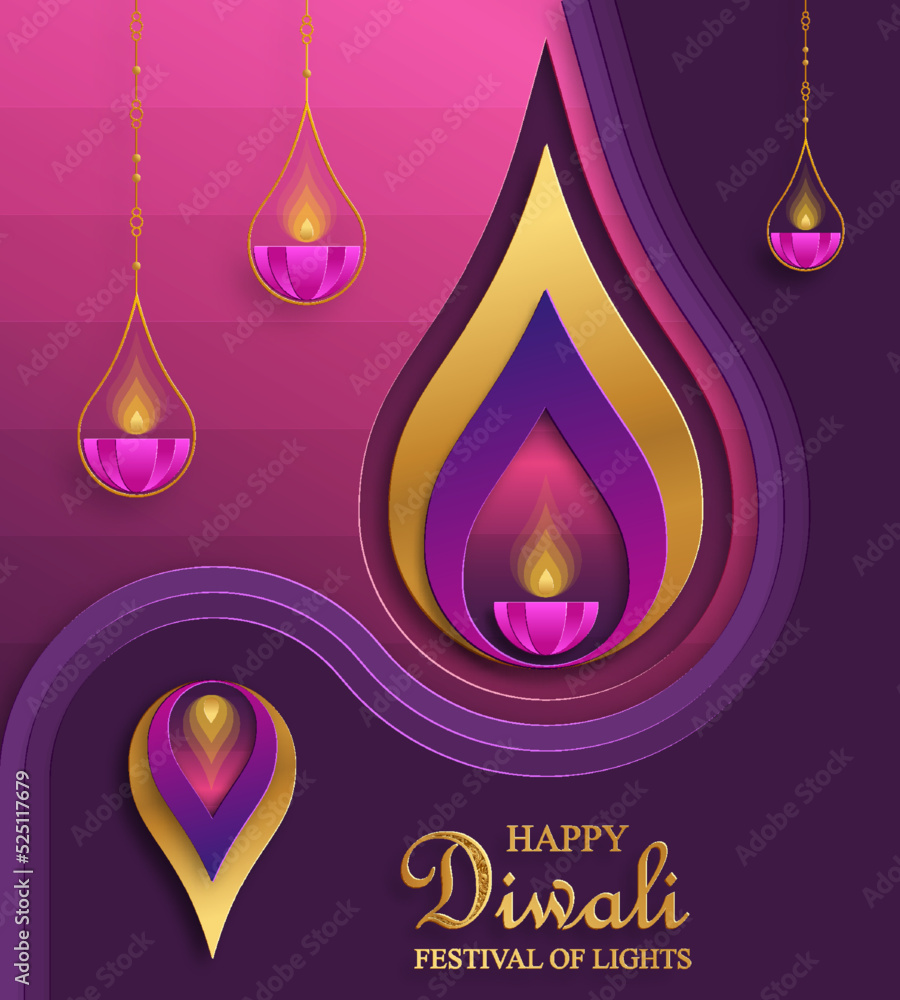 Happy Diwali vector illustration. Festive Diwali and Deepawali card. The Indian festival of lights Happy Diwali vector illustration. Festive Diwali and Deepawali card. The Indian festival of lights