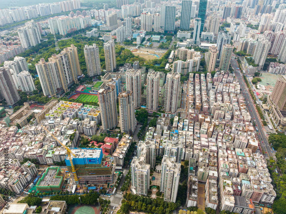 Top view of shenzhen futian district Top view of shenzhen futian district