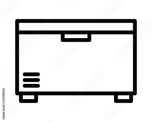 Refrigerator flat line icon. Freezer, Cold food storage, frige, coolbox. Outline sign mascara for mobile concept and web design, store