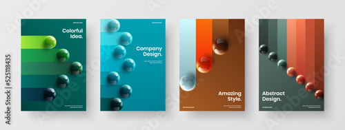 Amazing corporate identity design vector template bundle. Isolated realistic balls poster concept composition. © kitka