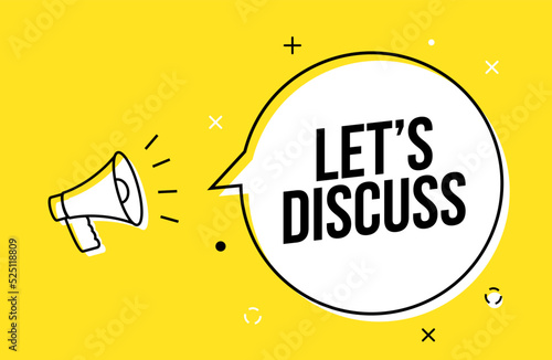 Discuss vector banner talk sign chat speech business forum bubble megaphone background banner.