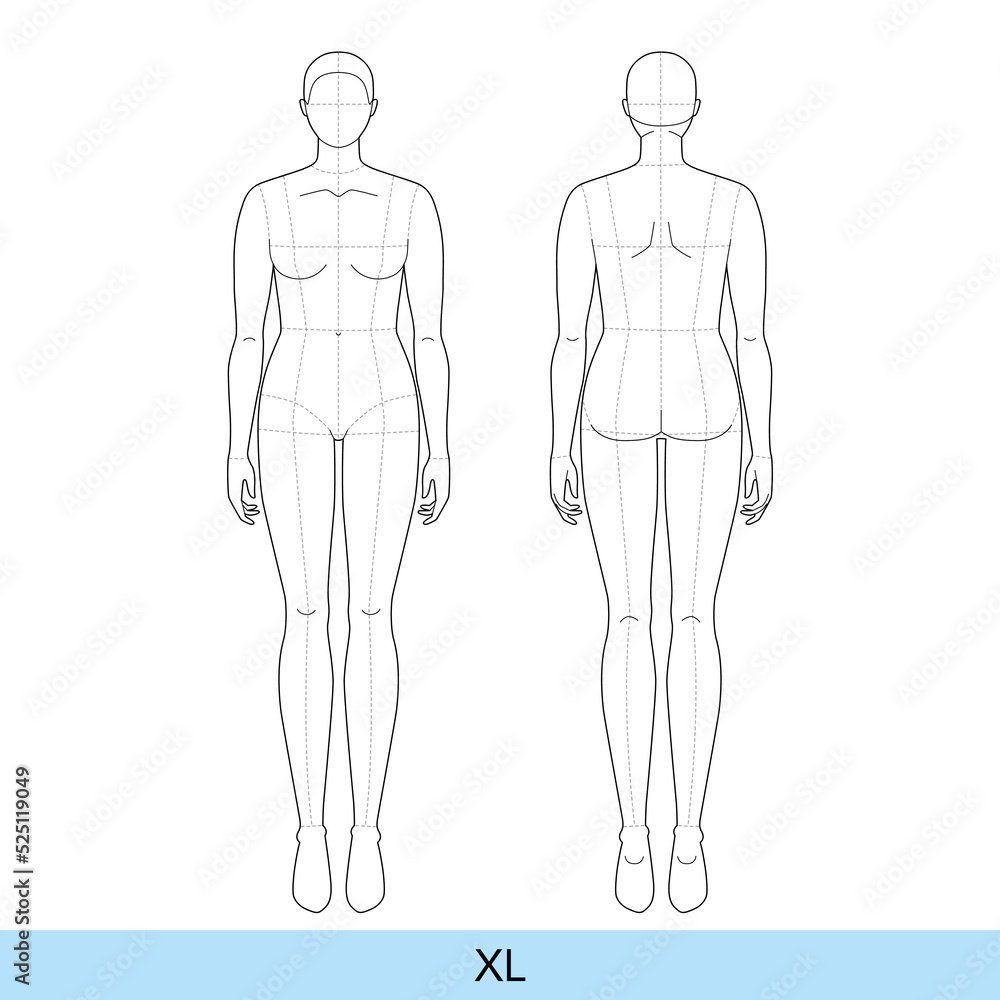 Set of XL Women Fashion template 9 nine head size Croquis plus size Set of XL Women Fashion template 9 nine head size Croquis plus size