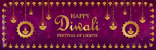 Happy Diwali vector illustration. Festive Diwali and Deepawali card. The Indian festival of lights
