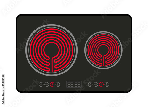Induction stove cooker electric hob heater. Cooctop ceramic electric induction stove spiral top view photo