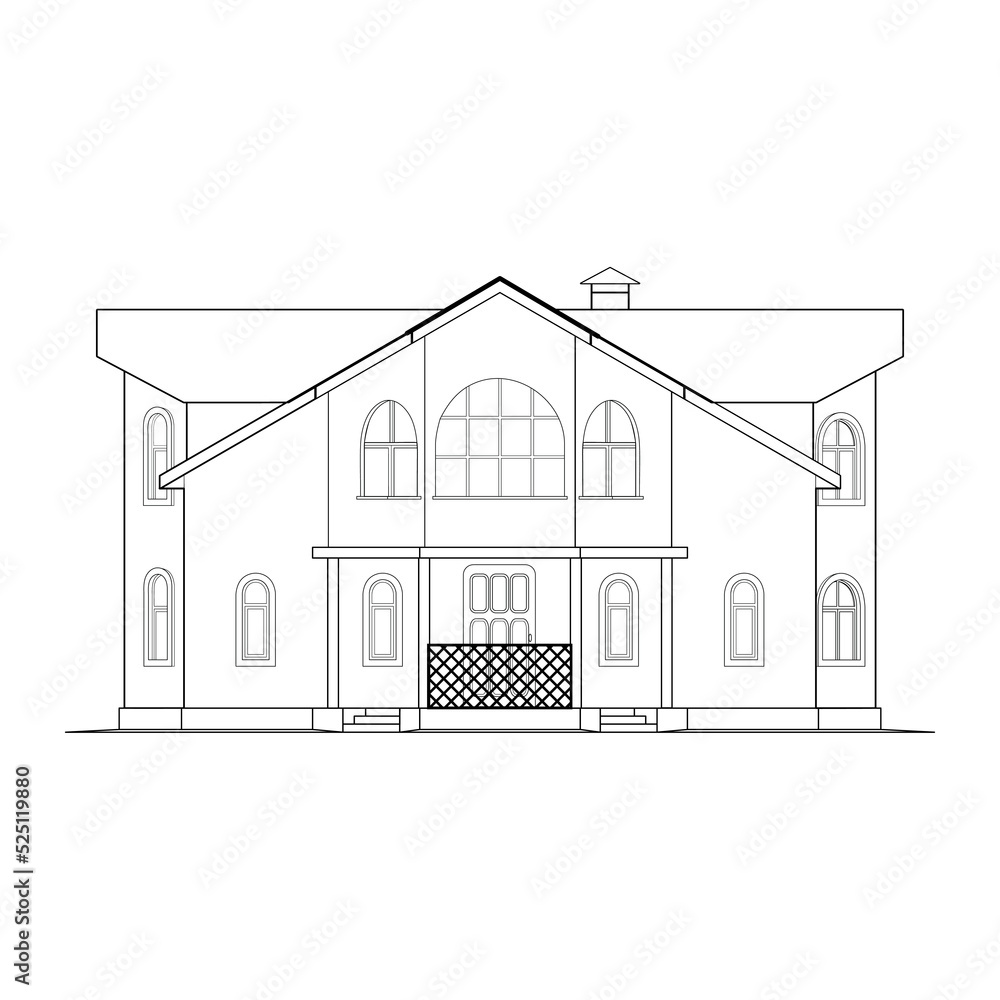 Sketch of a two-story beautiful house Sketch of a two-story beautiful house