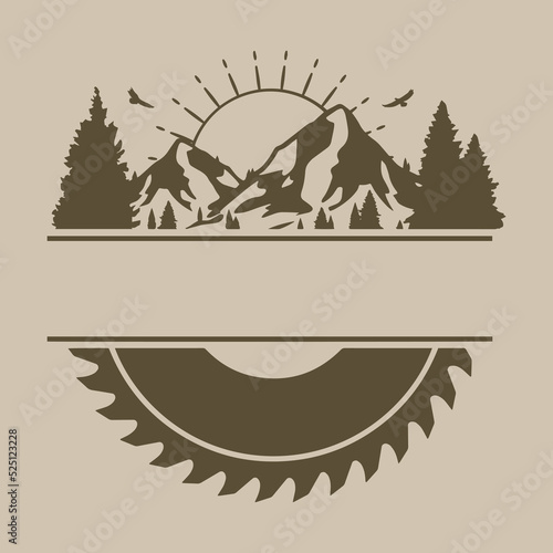 Saw Blade Logo Illustration Clip Art Design Shape. Woodworks Silhouette Icon Vector.