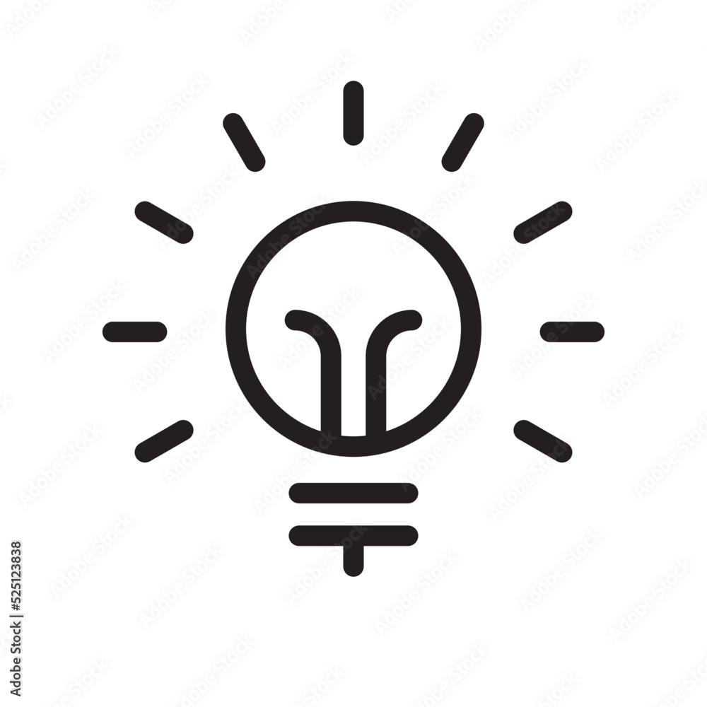 Light bulb icon. Electric lamp linear pictogram. Symbol of idea and creativity. Editable lines. Light bulb icon. Electric lamp linear pictogram. Symbol of idea and creativity. Editable lines.