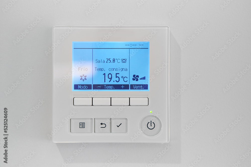 Close up climate control, remote air-conditioner inside smart home Close up climate control, remote air-conditioner inside smart home