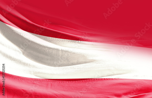 Austria national flag cloth fabric waving on the sky - Image