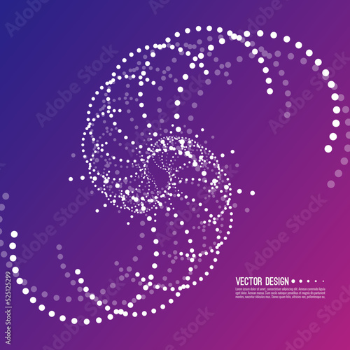 Abstract vector gradient background with spiral, dot swirl. The concept of rotational movement.