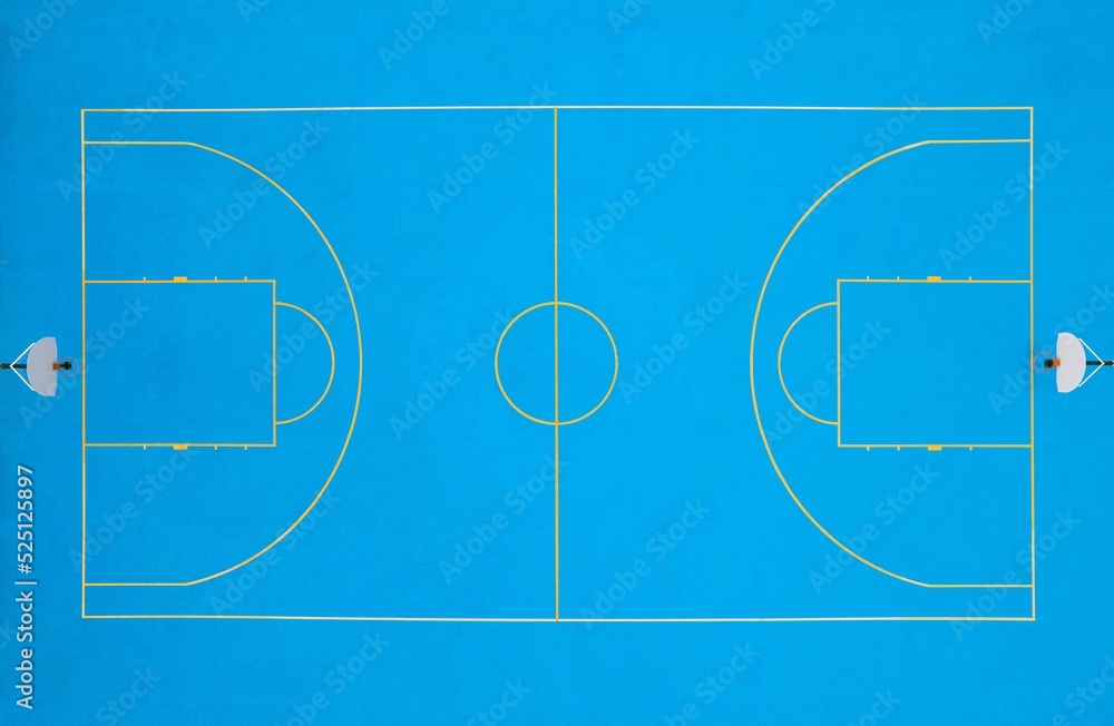 Vista aérea de un campo de baloncesto Vista aérea de un campo de baloncesto